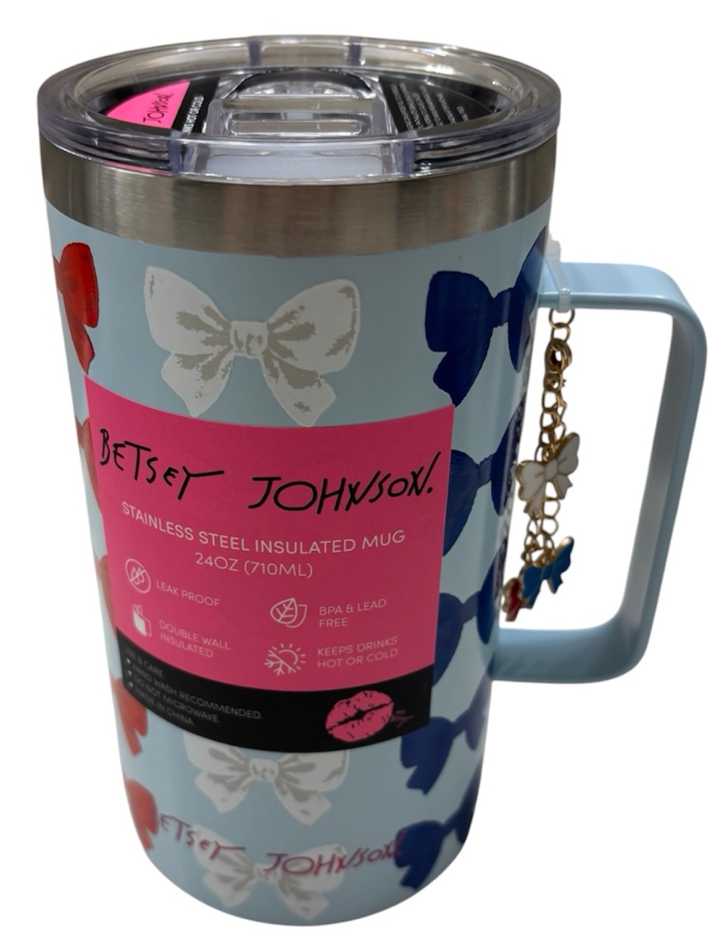 Betsey Johnson 24 oz insulated stainless steel mug NWT